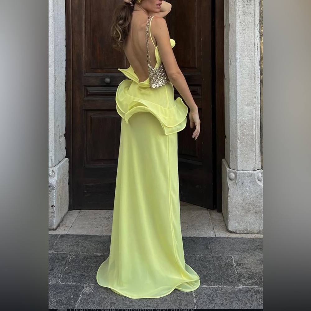 Chiffon Maxi Dress in Yellow (NWT)